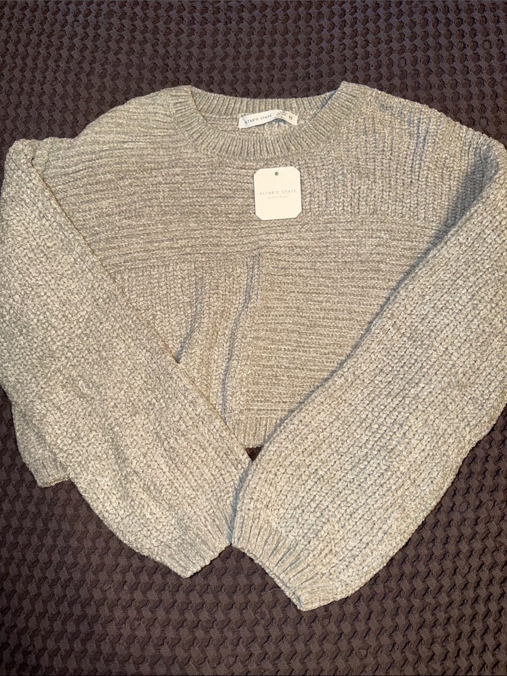 Altar'd State Women's Chunky Crewneck Sweater - Silver Sage size XXS NWT